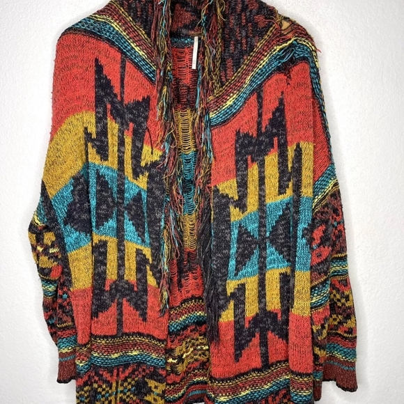 Free People X Small wild wild west cardigan sweater knit lolli Coachella Aztec - Picture 4 of 7